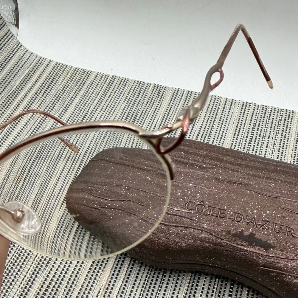 Cote D'Azur Eyeglass Frames 51-17-135 Mauve Silver Semi Rimless‎ Oval with Case
